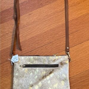 Stylish Gold and Tan Crossbody Bag